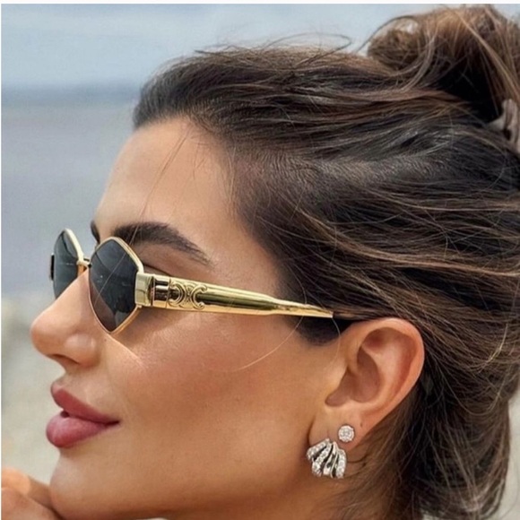 NWT Celine Hexagon Metal Triomphe 54MM Geometric Sunglasses - Picture 8 of 13